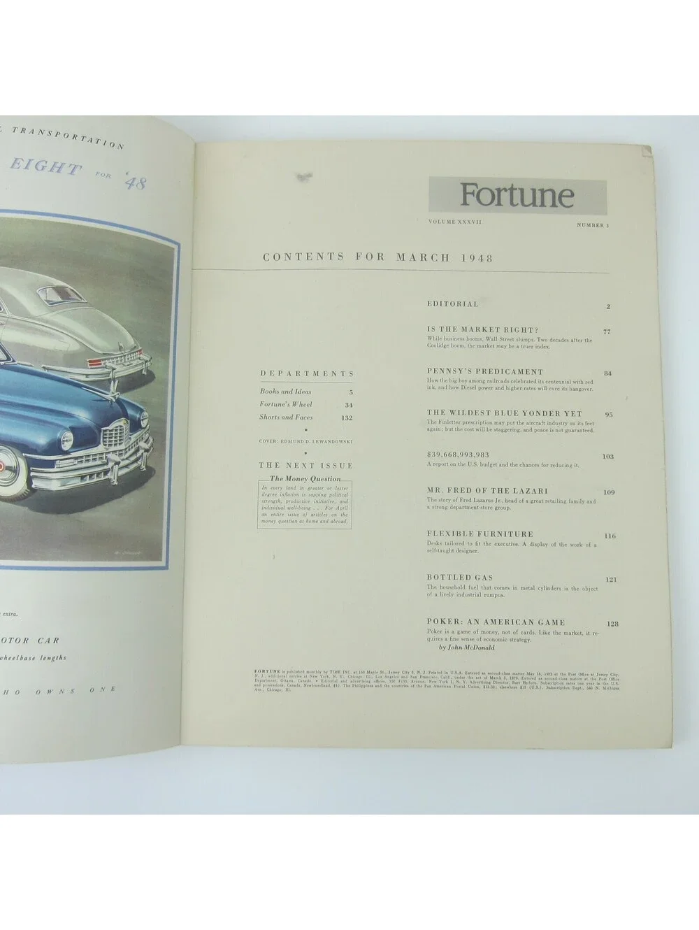 Vintage FORTUNE Magazine March 1948 Packard, Nash, Ford, Austin England, Buick